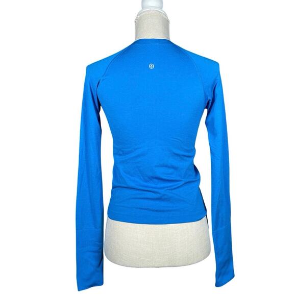 Lululemon Swiftly Tech Shirt Women's Blue 4 LS Running Activewear Training - Picture 2 of 4
